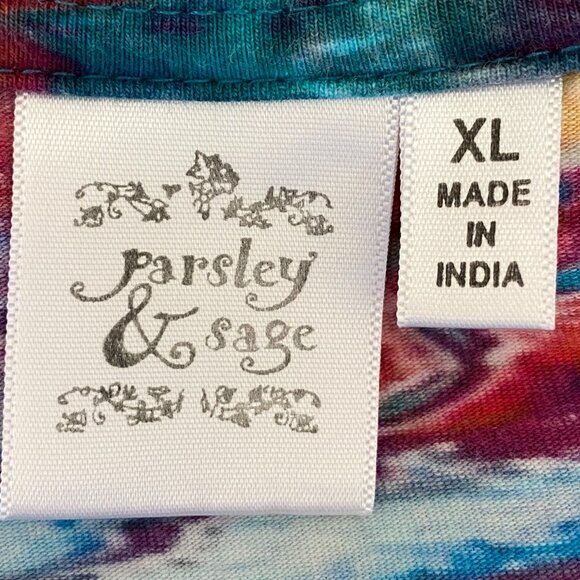 Parsley & Sage Watercolor Abstract Shirt Cotton Maximalist Multicolor Artsy-XL - Picture 8 of 10